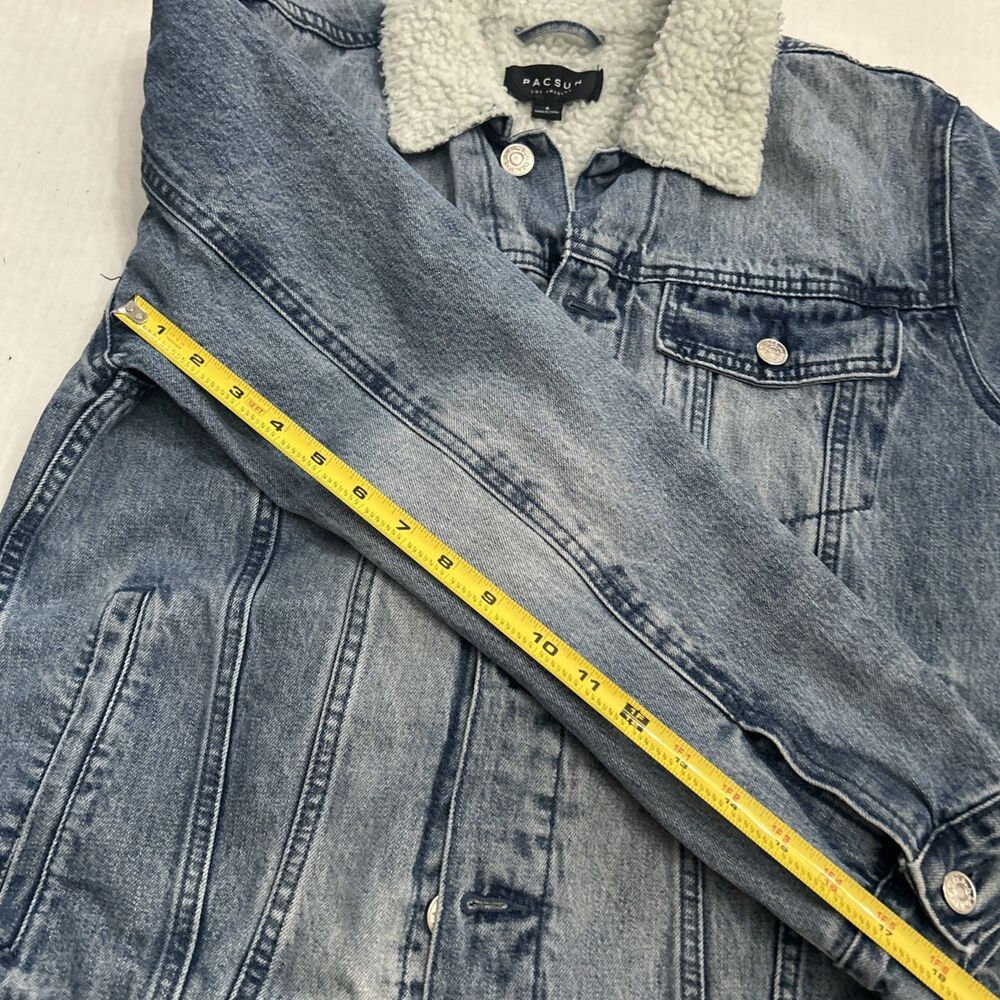 PacSun Sherpa lined Mens Denim Jacket Trucker Style Sz S - Picture 11 of 16